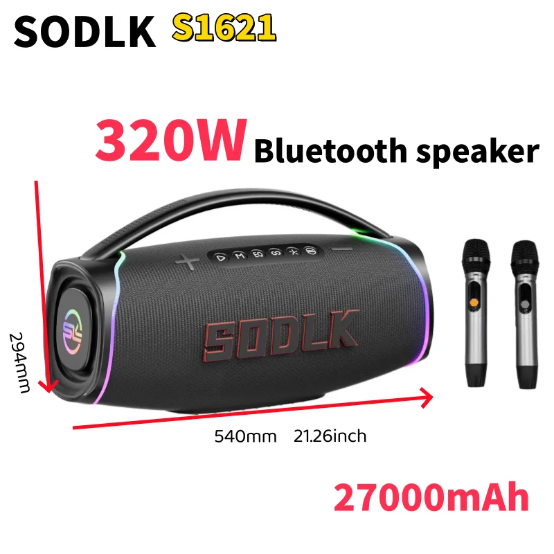 Apple Music Audio Quality - SODLK S1621新型320WポータブルBluetoothカラオケスピーカー ホームシアター音質 パーティー スピーカー 2つのマイク付き