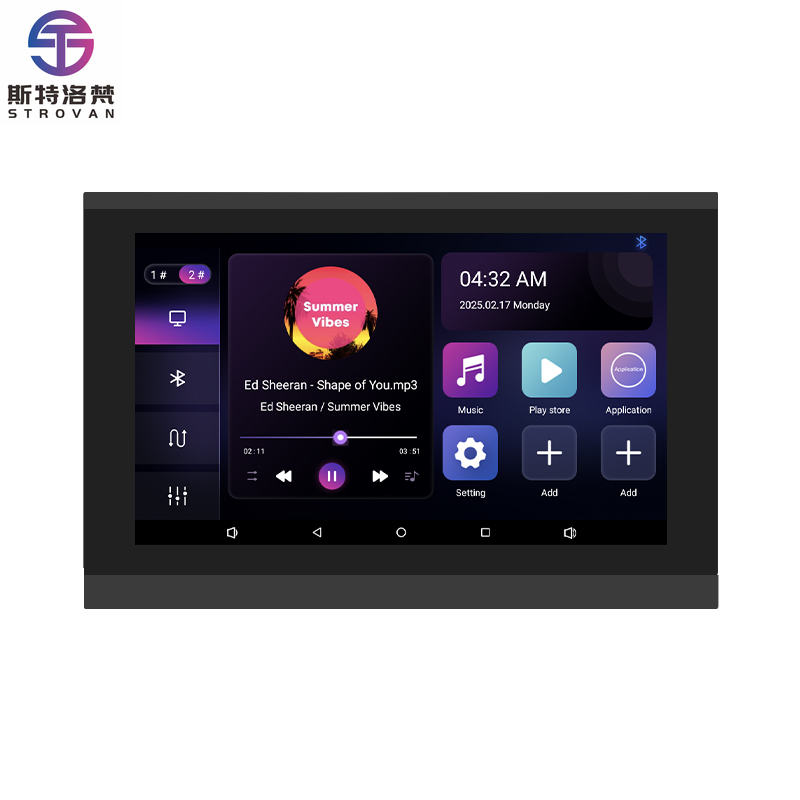 Audio Music In Background - 7インチタッチスクリーン2ゾーンスマートオーディオウォールアンプBluetooth対応Android TF USB AUXバックグラウンドミュージックプレーヤーホームシアターシステム