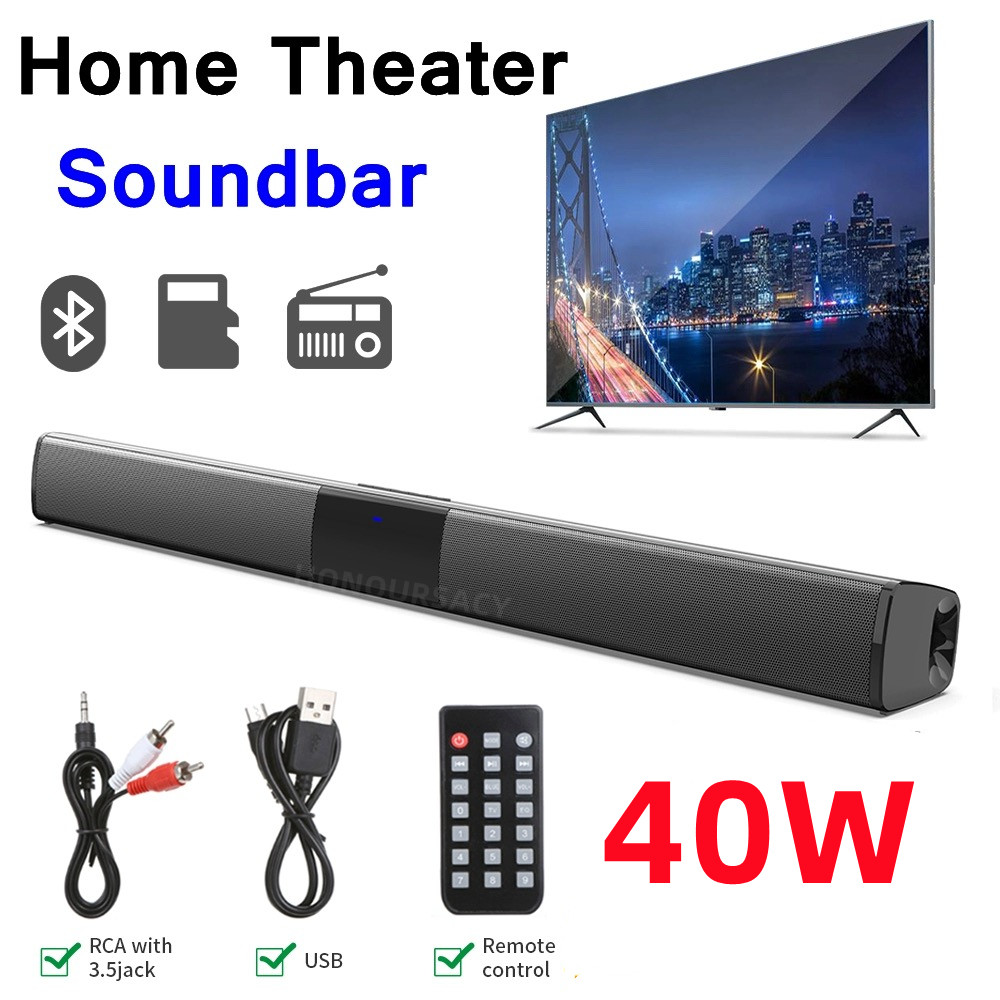 Audio Music Visualizer - ポータブルBluetooth互換スピーカー,サウンドバー,ワイヤレス列,ホームシアターシステム,TV, PC,rca,合成,40W