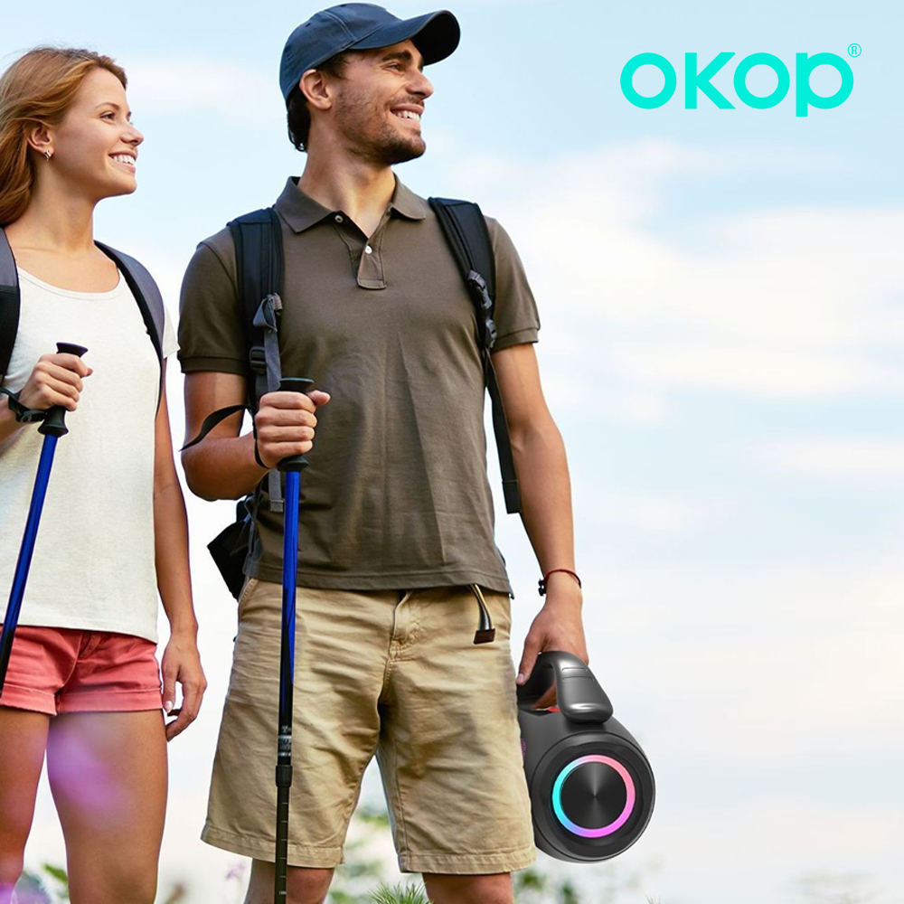 Apple Music Audio Quality - OKOP Bluetooth スピーカー、AI スピーカー、ハイパワー高品質ホームオーディオ、カラフルなアンビエントライト、プラグインカードスピーカー、USB TF AUX