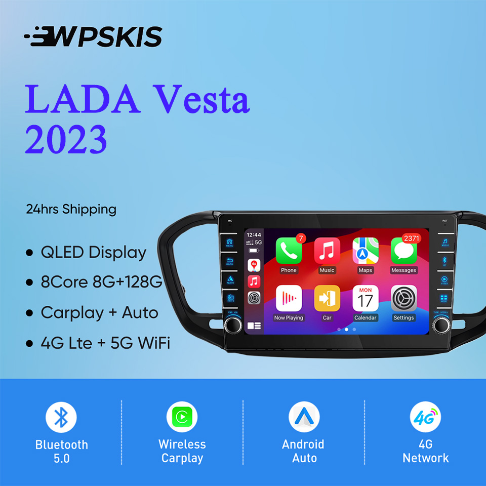 Audio Music Network - カーラジオおよびビデオオーディオプレーヤー,Android 14 qled,8GB RAM,2023 GB,GPSナビゲーション,Lada Vesta