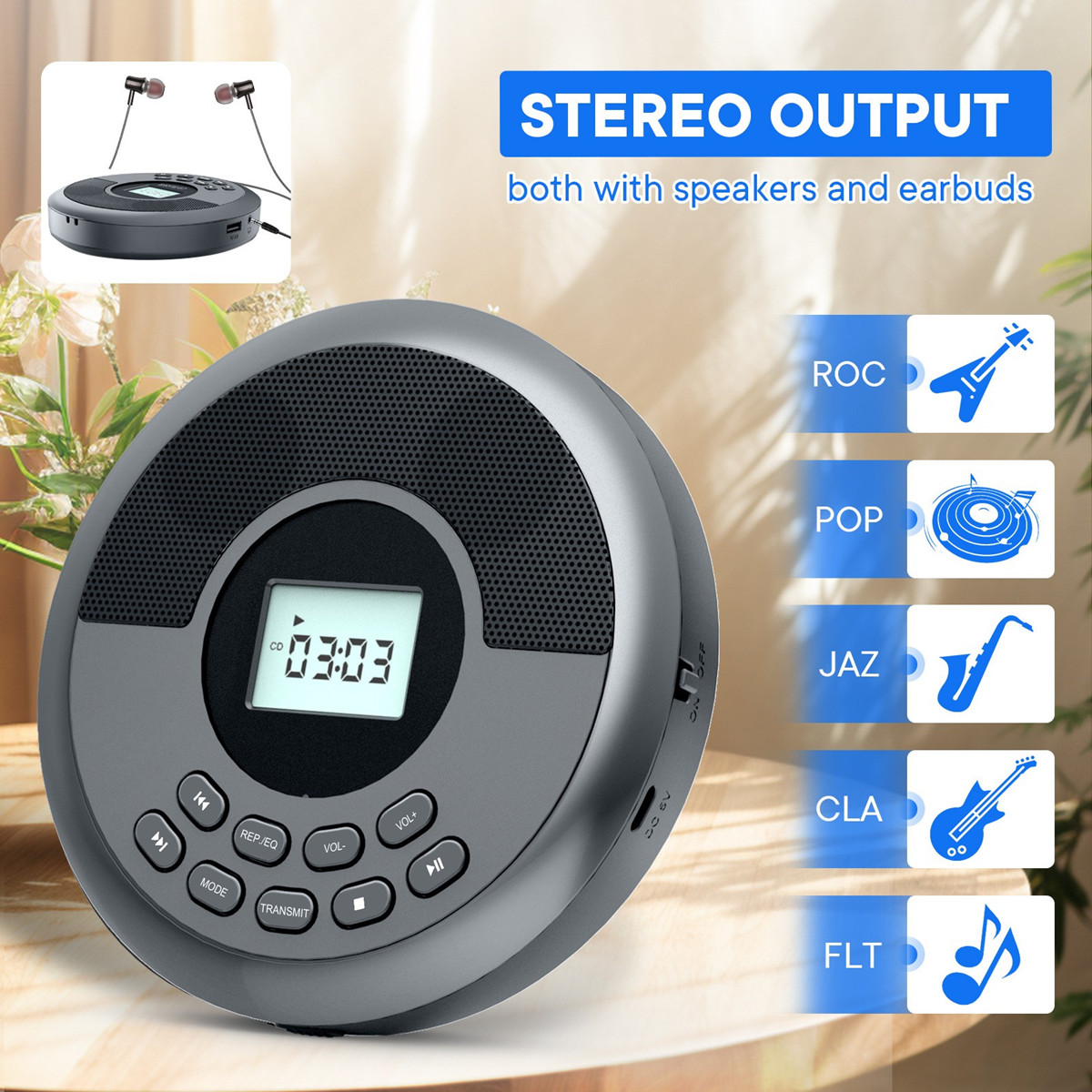 ポータブルCDディスクマシン MP3 USBドライブ Blu - Audio Music Mp3 Songs のレビューと価格