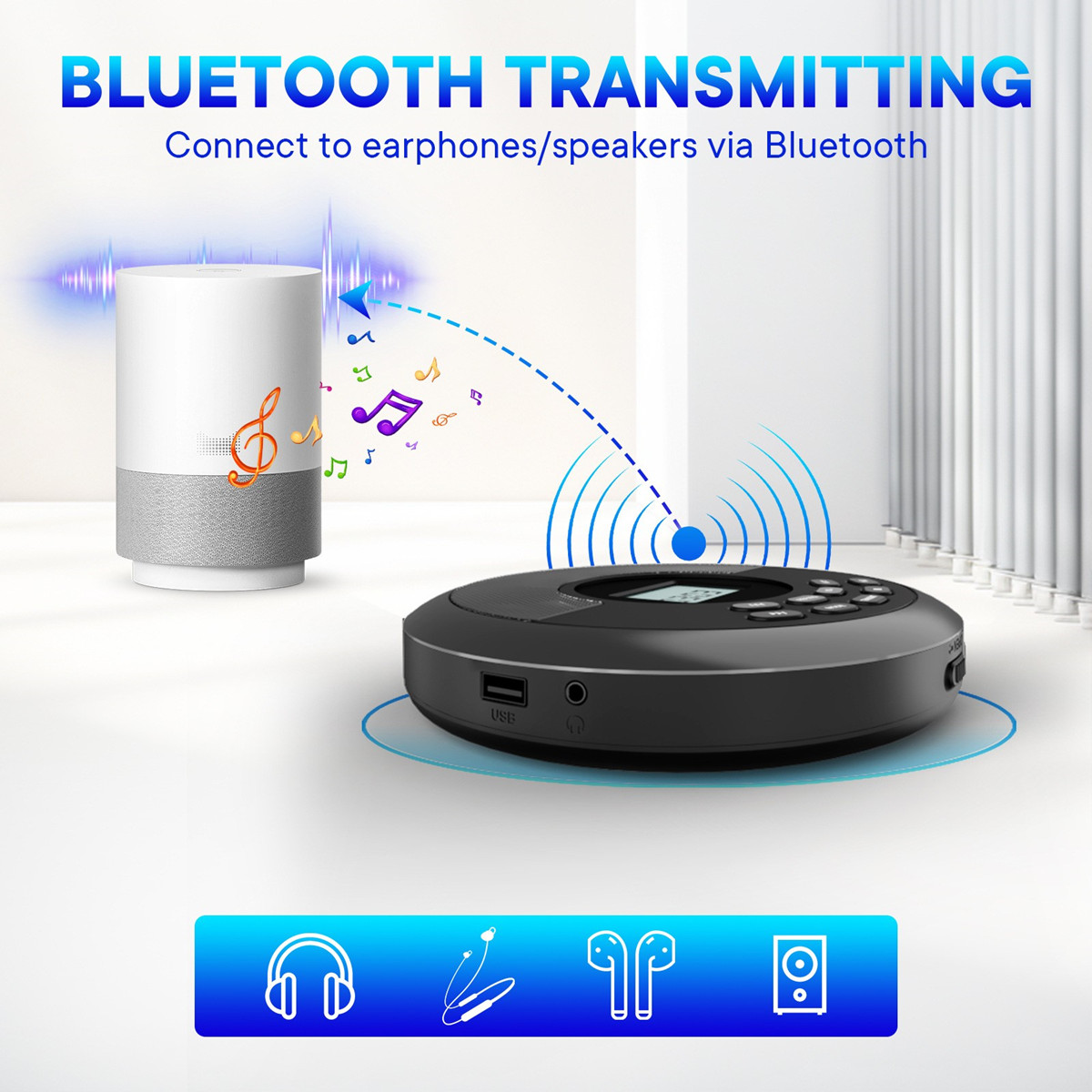 ポータブルCDディスクマシン MP3 USBドライブ Blu - Audio Music Mp3 Songs のレビューと価格