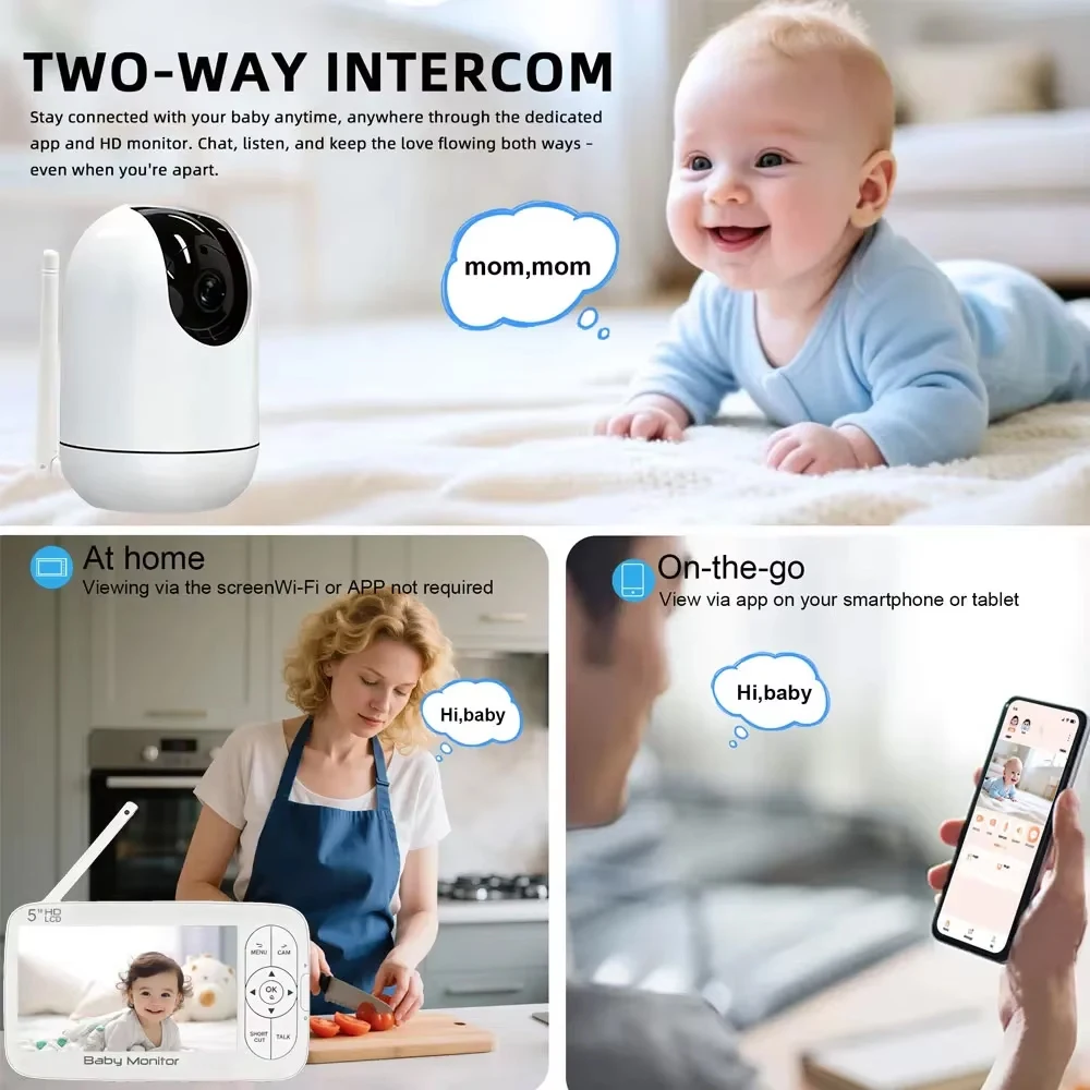 スマートWiFiベビーモニター 5インチLCDスクリーン 4 - Audio Music Network のレビューと価格