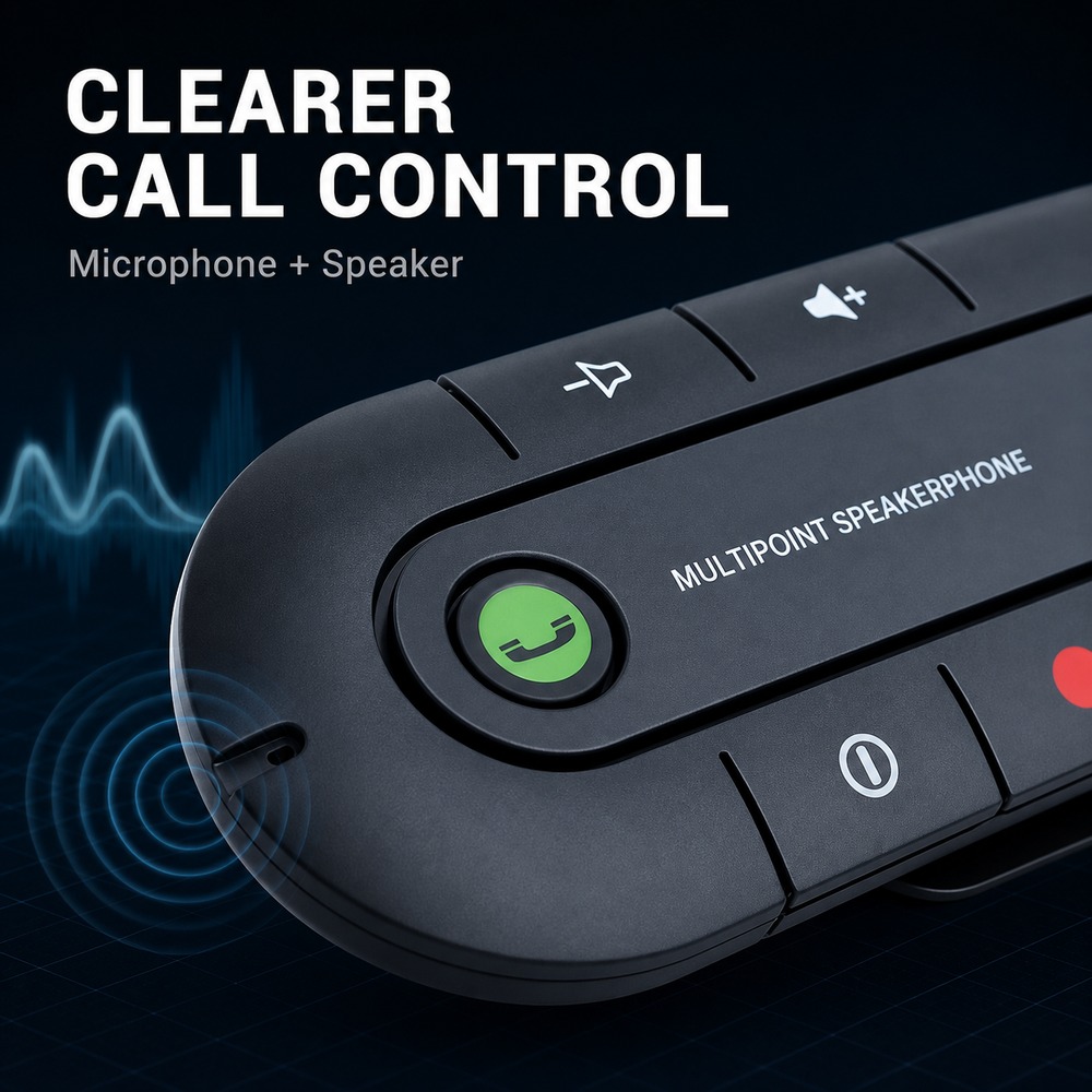 Bluetooth 4.1 カースピーカーフォン バイザーク - Audio Without Music のレビューと価格
