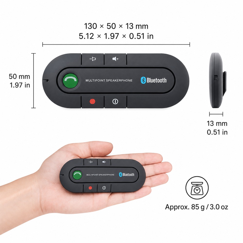 Bluetooth 4.1 カースピーカーフォン バイザーク - Audio Without Music のレビューと価格