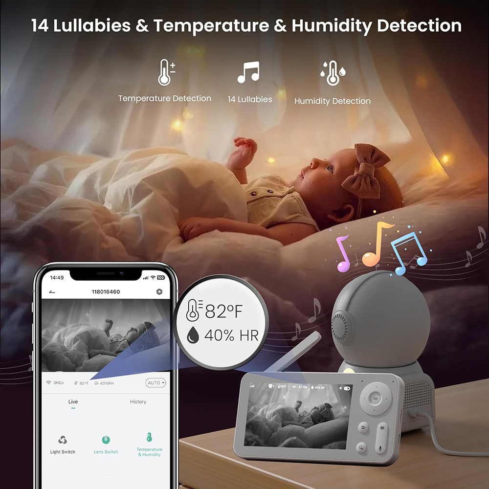 カメラとオーディオを備えたベビーモニター,常夜灯,2台のカメ - Audio Music Visualizer のレビューと価格